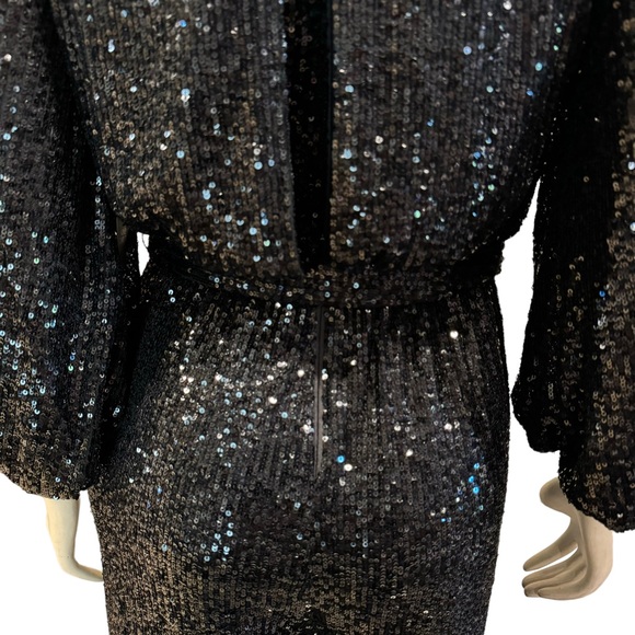 New Vince Camuto Black Sequined Wide Leg Jumpsuit - Picture 10 of 15